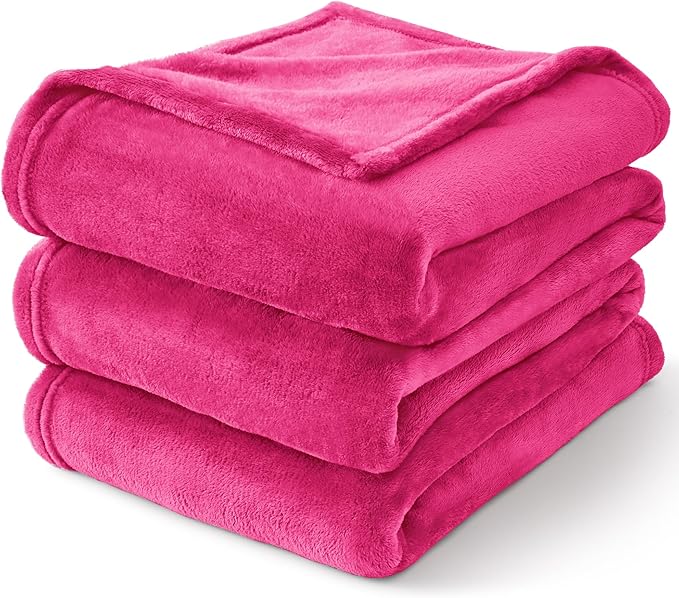 BEDELITE Fleece Blanket King Size Blankets for Bed, Luxury Plush Cozy Fuzzy Blanket 108x90 inches, Super Soft Warm Lightweight Throw Blanket All Seasons Suitable, Hot Pink