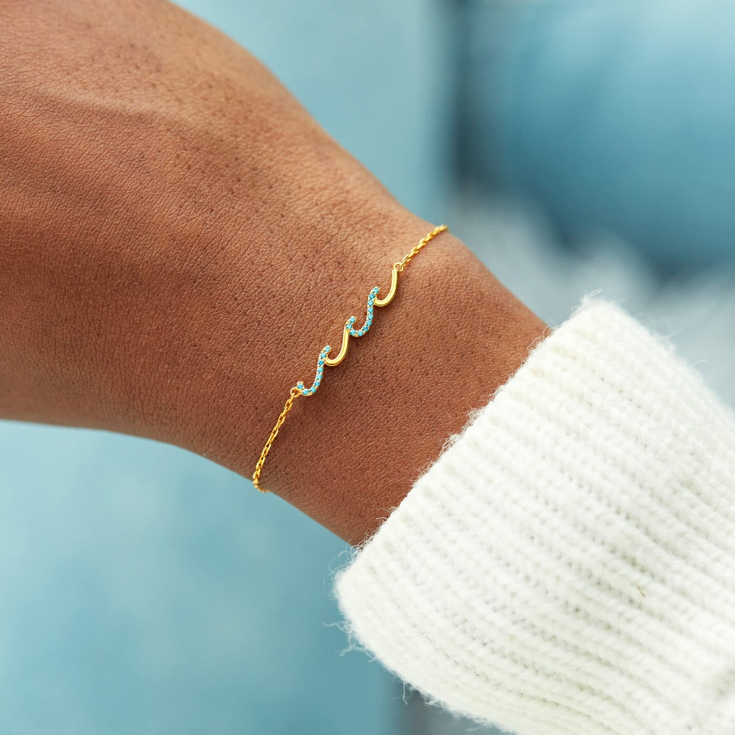 STORYJEWELLERY Birthday Gifts For Women, Sterling Silver Wave Bracelets for Women, Womens Birthday Gifts for Mom Sister Daughter and Female Friends, Jewelry for Her