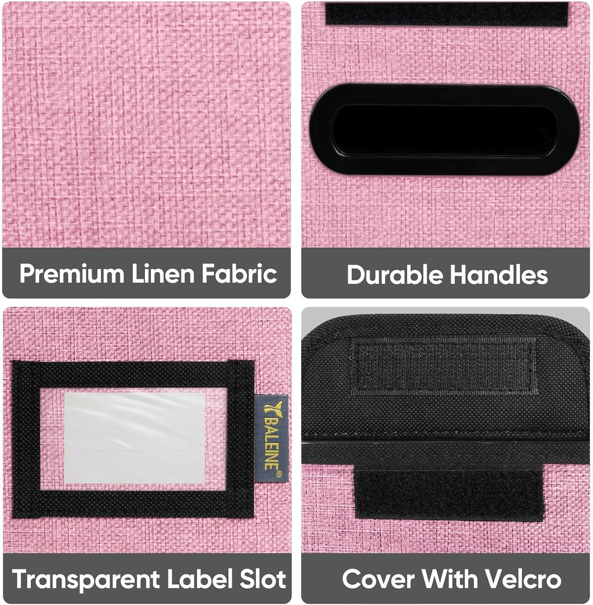BALEINE File Organizer Box with Lid, Collapsible File Folder Organizer with Plastic Slide, Hanging File Folder Box for Office Document Storage (2 Pack, Pink, S)