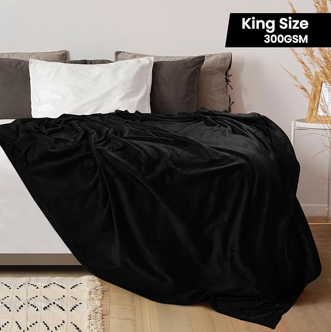 Utopia Bedding Fleece Blanket King Size Black 300GSM Luxury Anti-Static Fuzzy Soft Microfiber Bed Blanket (90x102 Inch)