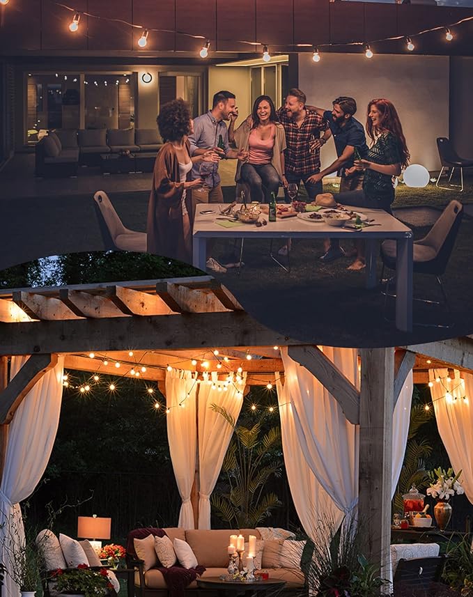 Outdoor String Lights Waterproof, 240FT Patio Lights with 124 Shatterproof G40 Globe Bulb(4 Spare), Connectable Dimmable Hanging LED String Lights for Outside Backyard Porch Balcony(120FTx2)