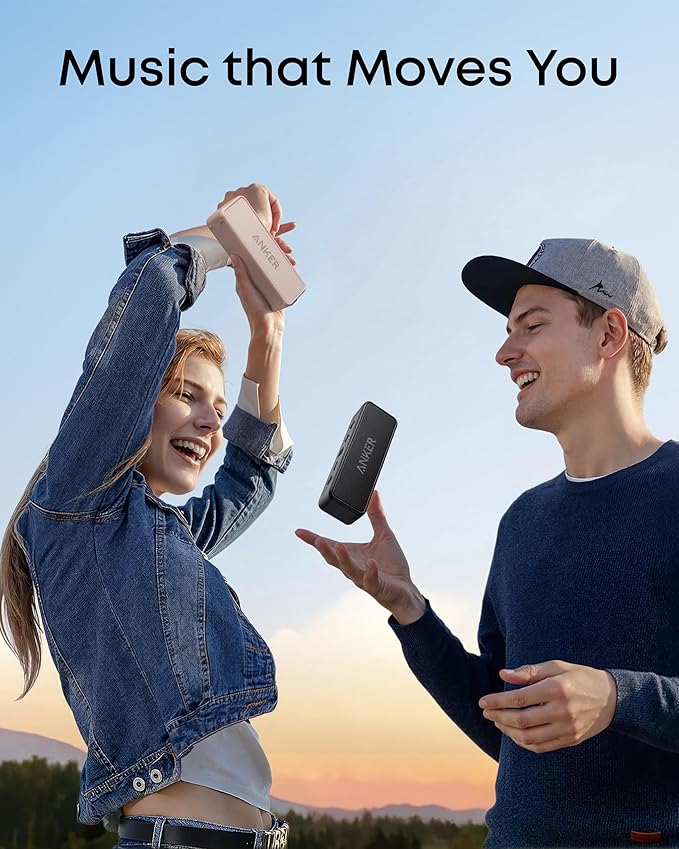 Anker Soundcore 2 Portable Bluetooth Speaker with Stereo Sound, Bluetooth 5, Bassup, IPX7 Waterproof, 24-Hour Playtime, Wireless, Speaker for Home, Outdoors, Travel