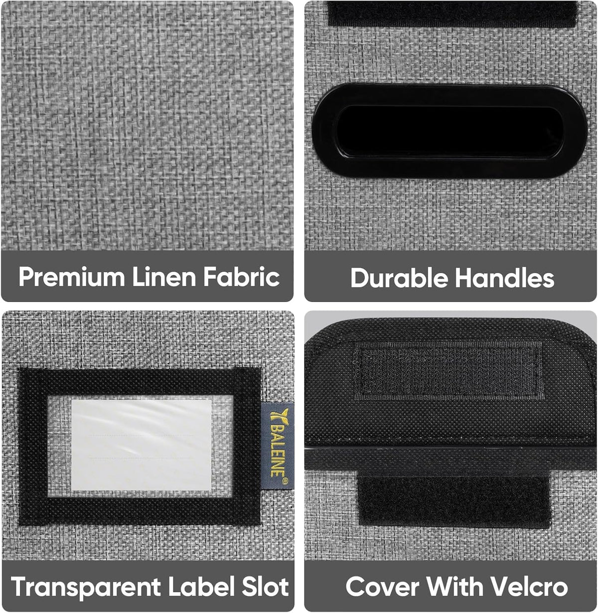 BALEINE File Organizer Box with Lid, Collapsible File Folder Organizer with Plastic Slide, Hanging File Folder Box for Office Document Storage (2 Pack, Grey, S)