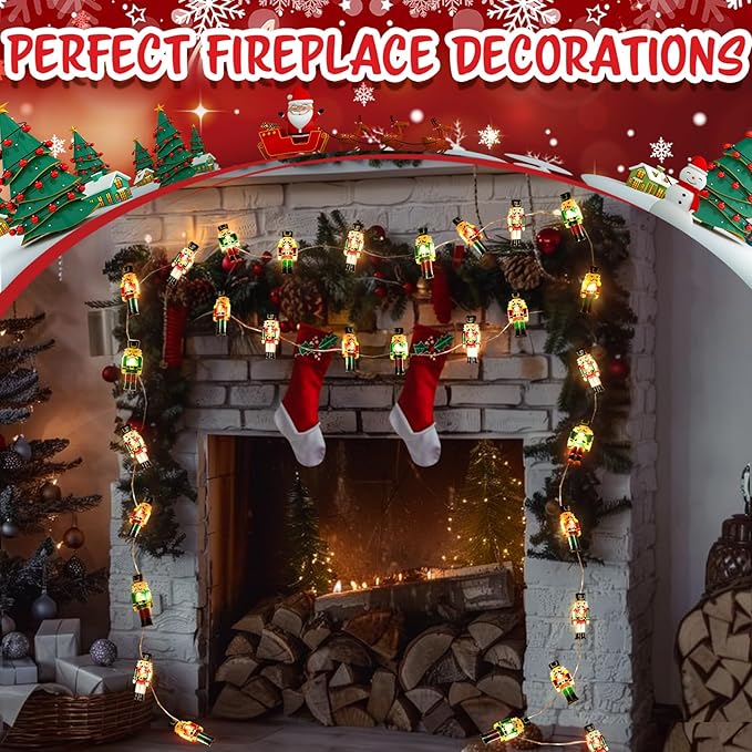 Coquimbo Christmas Decorations Indoor 10FT 30 LED Nutcracker String Lights Cute Fairy Lights Indoor Outdoor for New Year Party, Fireplace, Window, Front Door
