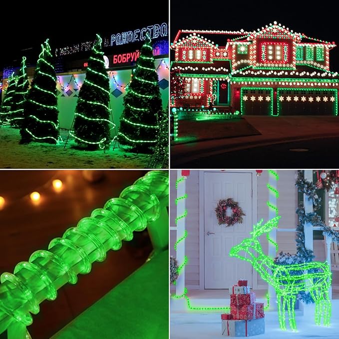 200ft LED Rope Lights Outdoor, 1440 LED Flexible Tube Lights with 8 Modes, Waterproof LED Rope Lighting for Outside, Garden, Patio, Bedroom, Party, Pool, Fences, Indoor Outdoor Decoration (Green)