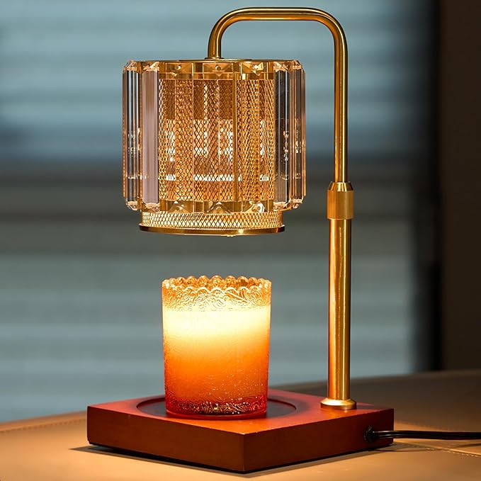 Candle Warmer Lamp with Timer and Dimmer Purple, Adjustable Height Glass Candle Lamp, Electric Candle Lamp Warmer for Home Decor,Gift for Women,2-Bulb Candle Warming Lamp for Jar Candles (Gold)