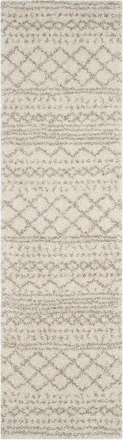 SAFAVIEH Arizona Shag Collection Runner Rug - 2'3" x 6', Ivory & Beige, Moroccan Design, Non-Shedding & Easy Care, 1.6-inch Thick Ideal for High Traffic Areas in Living Room, Bedroom (ASG741A)