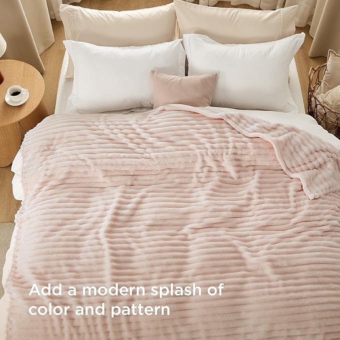Bedsure GentleSoft King Size Blanket for Bed - Cozy Soft Blankets for Women, Cute Large Fleece Throws for Girls, Crystal Pink, 108x90 Inches