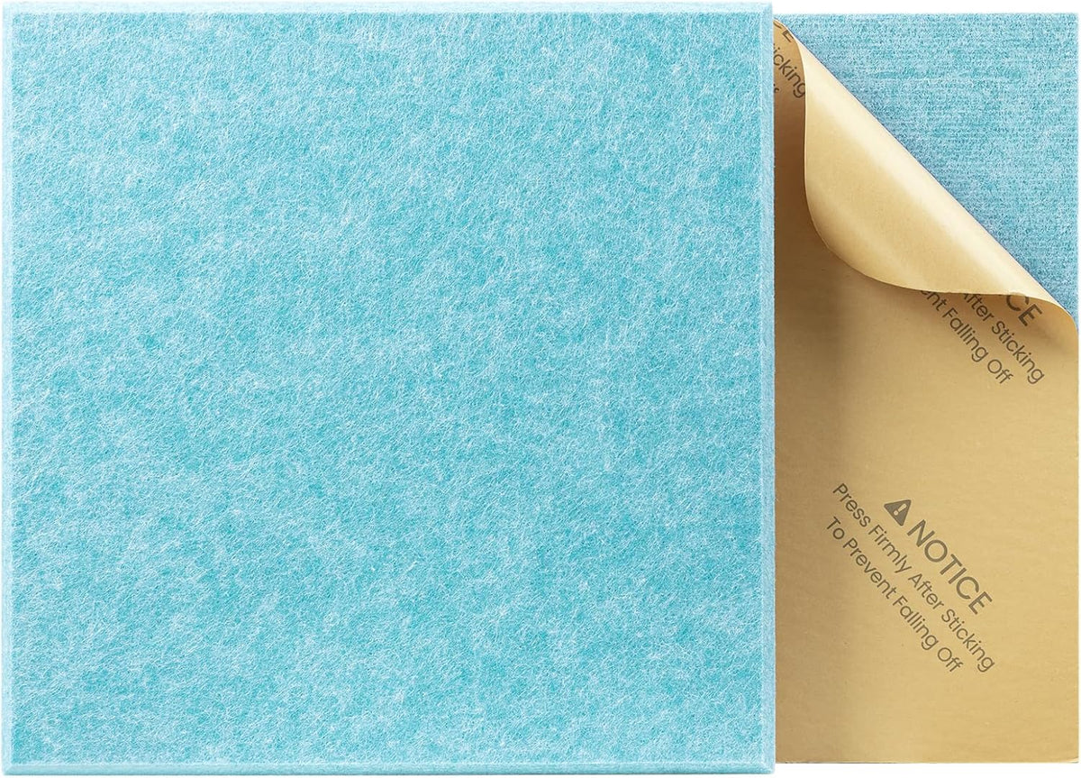 12 Pack Self-Adhesive Acoustic Panels, 12" X 12" X 0.4" High-Density Sound Proof Foam Panels for Walls, Soundproof Wall Panels for Home & Office (Aqua Blue)