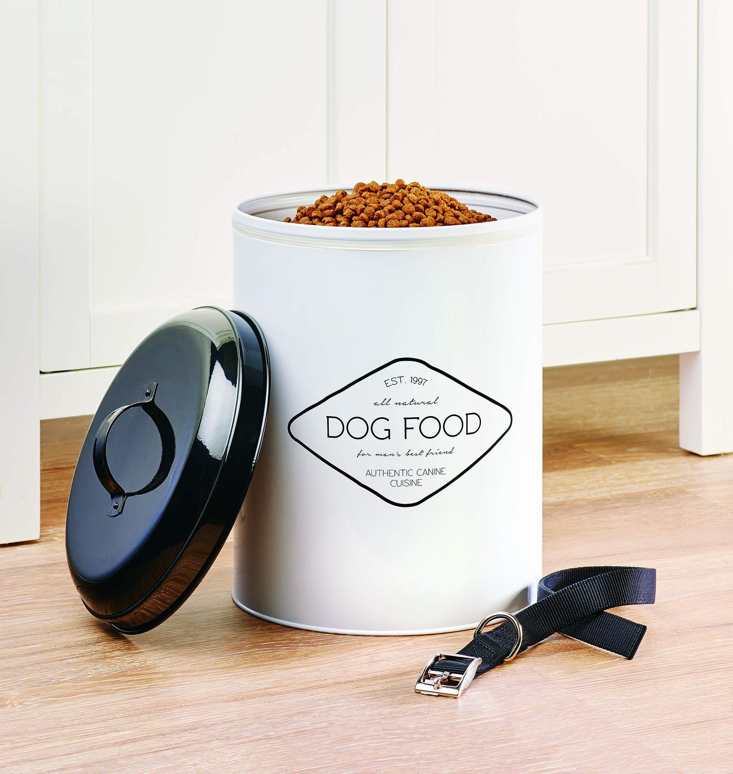 Amici Pet Buster All Natural Canister, Metal Storage Container with Handle Lid & Silicone Gasket Seal, Minimal Countertop Food Bin for Pantry, Pet Treats & Kitchen Dry Goods - 272 Oz (10.5"L x 14""H)"