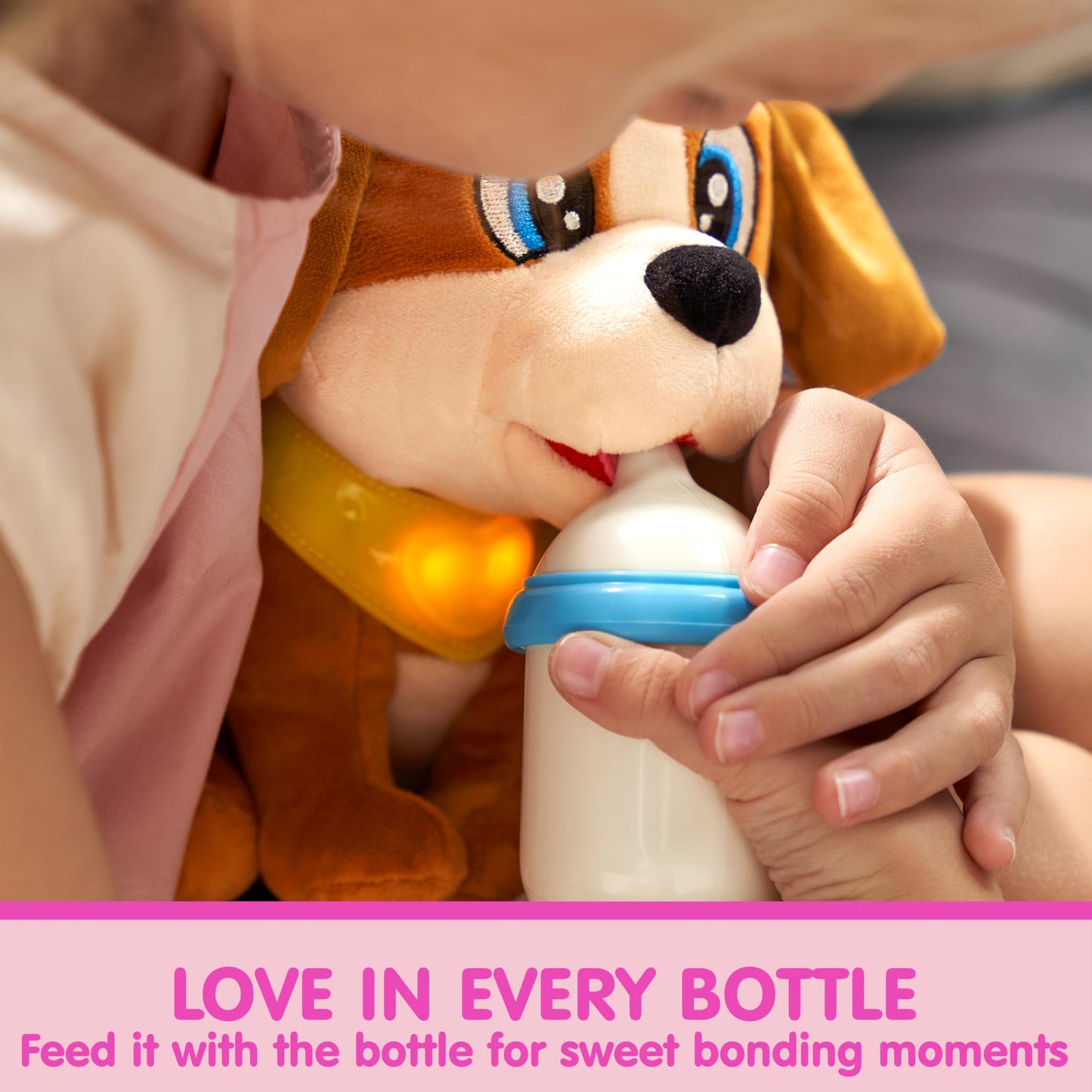 JOYIN Toy Dog for Toddlers, Play Puppy Toy with Carrier & Accessories, Plush Dog with Interactive Button, Lights & Sounds, Pet Care Set for Kids 1 2 3 4 Years Old, Birthday Gifts for Girls