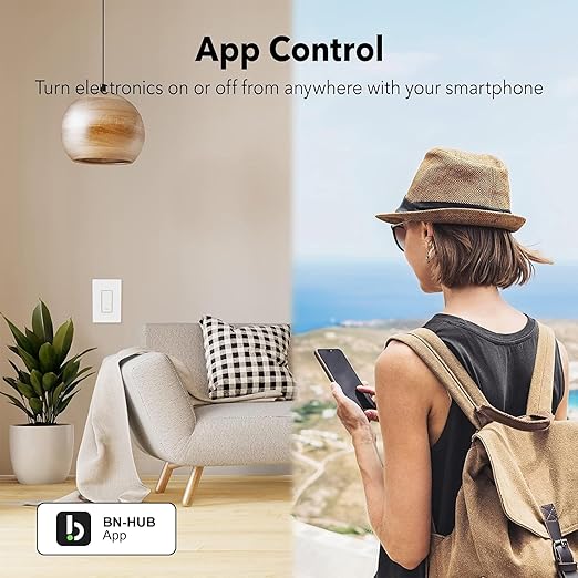 BN-LINK WiFi Smart in-Wall Light Switch, No Hub Required with Timer Function, White, Compatible with Alexa and Google Assistant, Neutral Wire Needed, 2.4 Ghz Network Only