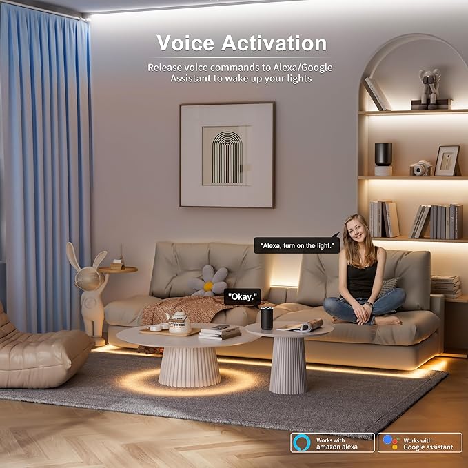 MIWISE COB LED Strip Light White LED Tape Lights 2700K-6500K 24V Color Changing Dimmable 20ft UL-Listed Super Bright with Remote & APP Control for Under Cabinets,Bedroom,Kitchen,Mirror,TV DIY Lighting