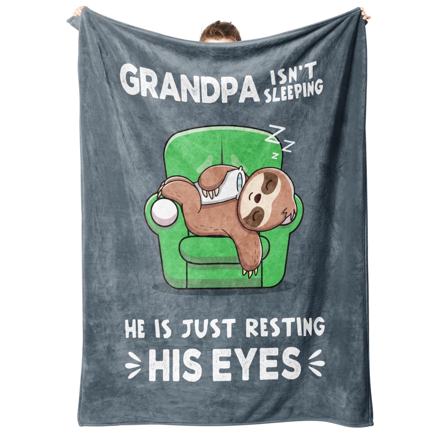 Funny Grandpa Gifts, Birthday Gifts for Grandpas, Grandpa is Not Sleeping Blanket, Funny Gift Blanket for Grandpas Grandfather from Grandkids 60" x 50"