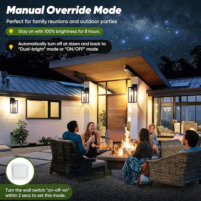Upgraded Motion Sensor Outdoor Wall Light, Large Size Dusk to Dawn Porch Light Outdoor Wall Sconce Lantern, 3 Lighting Modes Exterior Lighting Fixture Wall Mount, Outside Light for House Garage, Black