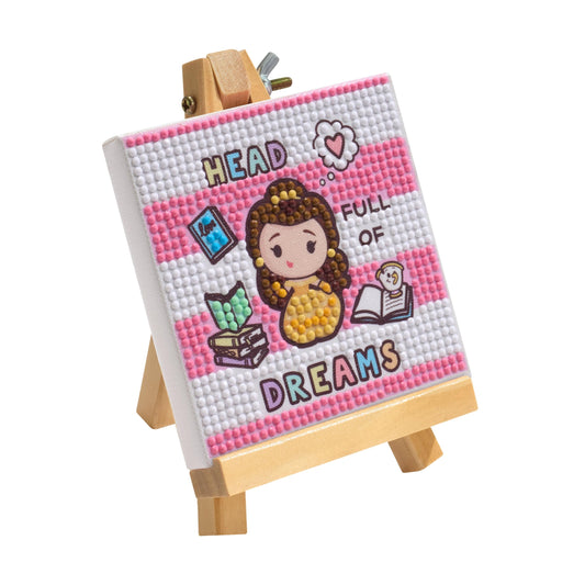 DIAMOND ART CLUB Mini Easels – Head Full of Dreams, Diamond Painting Kit, Fun DIY Crafts for Adults, Diamond Art Canvas for Beginners, 3.9" x 3.9"""