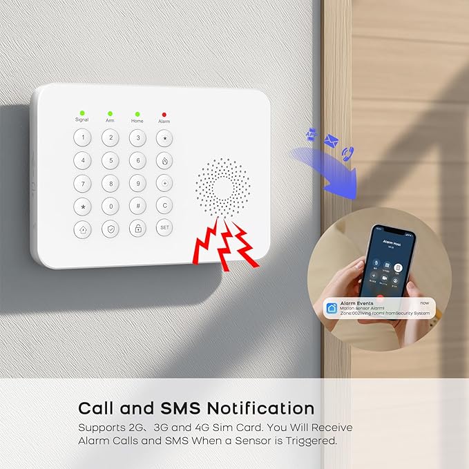 PGST Home Security System,DIY Wireless Home Alarm System for Home Security with Door Motion Sensors,Smart Keypad,Remote,No Subscription Fee (8 Contact Sensor + 2 Motion Sensor + 1 PTZ Camera)