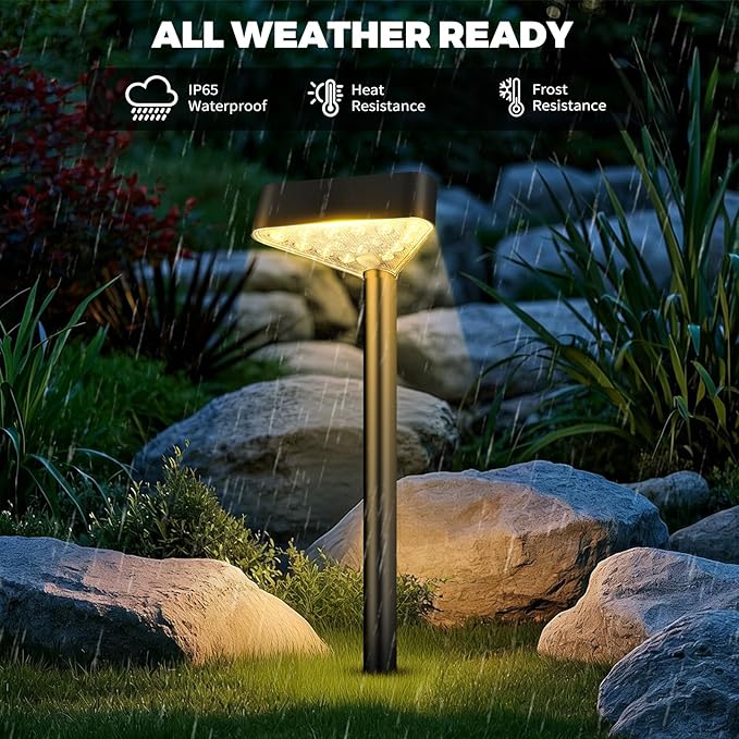 2 Pack Solar Pathway Lights Outdoor, Bright LED Solar Landscape Lights, Waterproof Solar Garden Lights for Yard, Patio, Walkway, Lawn, Driveway(Warm White, 2 Pack)