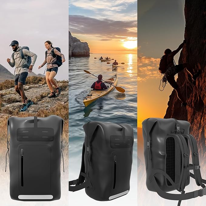 Waterproof Backpack，Heavy Duty Hiking Backpack，35/55/85L dry bag backpack waterproof for Men，Roll-Top Closure，for Kayaking, Travel, Hiking, Fishing, Camping, Motorcycles (black, 55L)