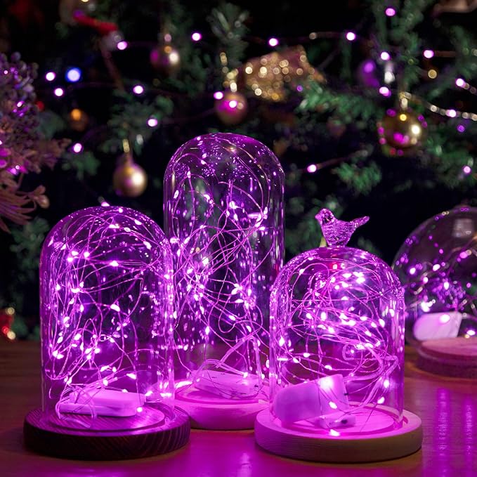 HXWEIYE 12 Pack Fairy Lights Battery Operated, 7ft 20LED Mini Twinkle String Light for Mason Jar DIY Wedding Table Centerpieces Party Bedroom Christmas (Pink)