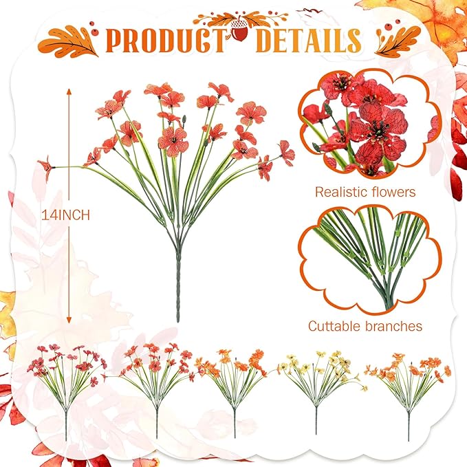 Lyrow 100 Bundles Violet Artificial Flowers, UV Resistant Faux Silk Flowers Outdoor, Fake Violet Bulk for Front Porch Hanging Garden Courtyard Farmhouse Home (Autumn Color System)