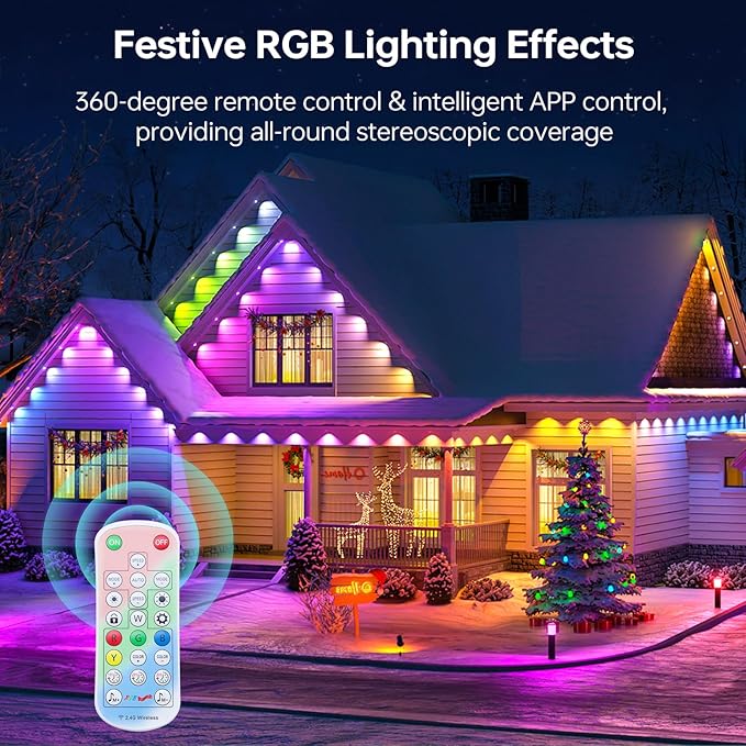 Permanent Outdoor Lights for House,120ft Smart Eave Light with 72 LED,DIY RGB+IC Outdoor Lights for Christmas Party Daily Decorations,IP67,Alexa & Google Assistant Compatible