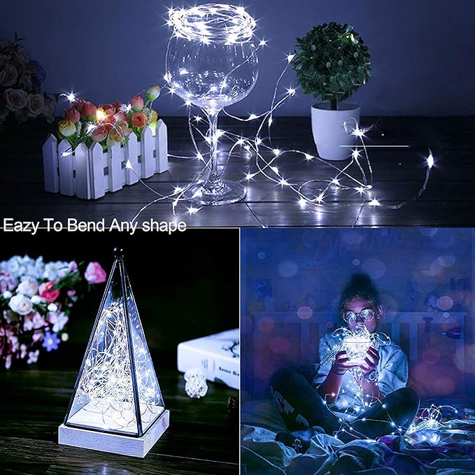 33Ft String Lights Battery Operated with Remote Control Timer, 100LED 4 Pack Waterproof 8 Modes Copper Wire Twinkle Fairy Lights for Bedroom Indoor Outdoor Wedding Dorm Christmas Decorations