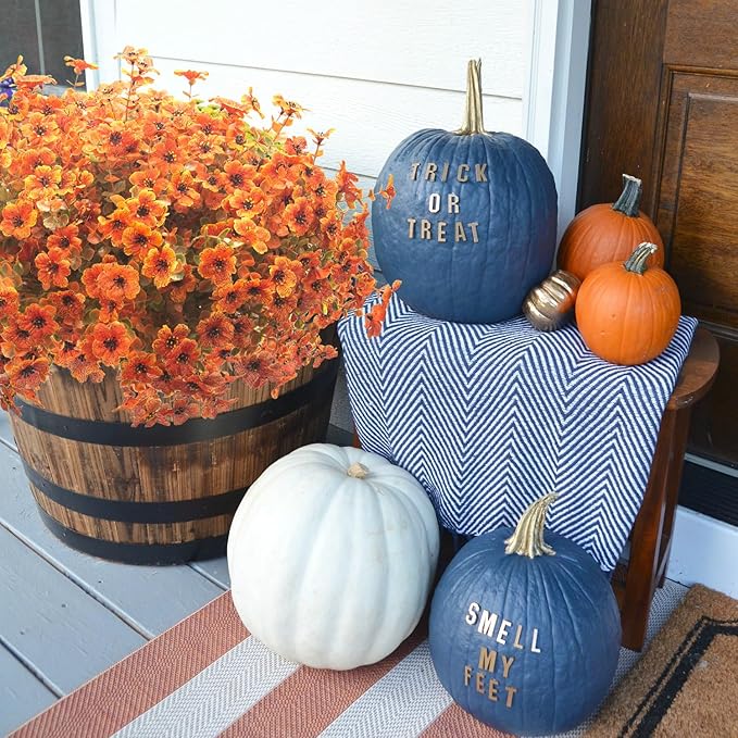 16 Bundles Artificial Fall Flowers for Outdoors Fake Plants UV Resistant Plastic Plants Shrubs Bushes for Home Fall Front Door Porch Garden Autumn Decor (Fall Red)