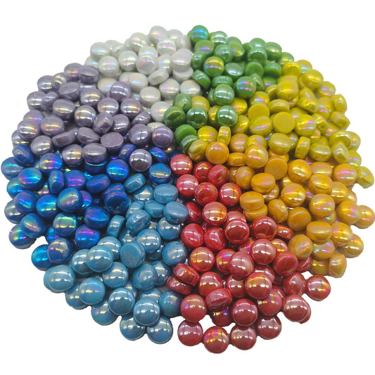 EDFLIFE Round Mosaic Tiles for Crafts Bucks, 12mm Assorted Colors Glass Mosaic Pieces for Art Supplies, 1.1LB Mosaic Making Kit for DIY Hobbies Handmade Home Decoration Art Projects