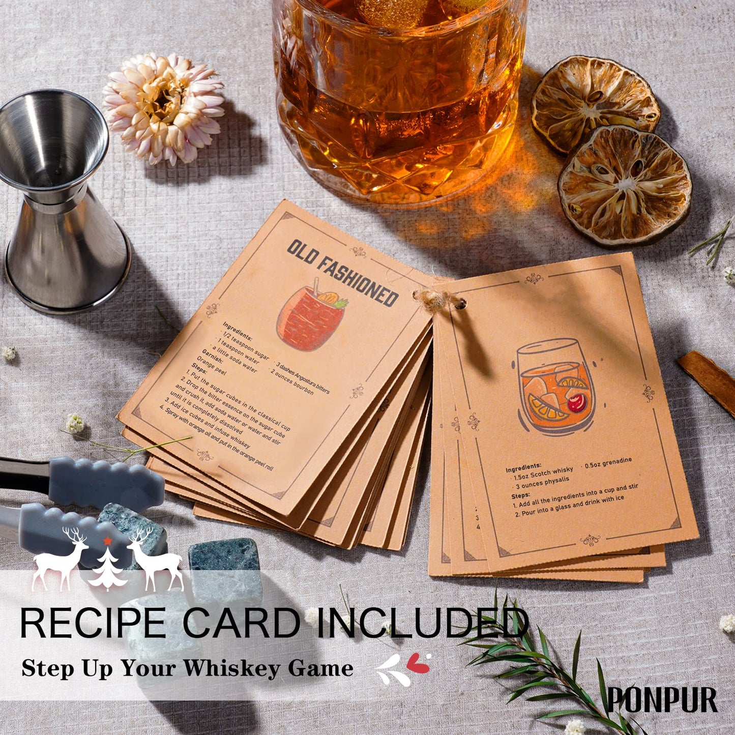 PONPUR Gifts for Grandpa Papa, Whiskey Decanter Set for Grandfather, Unique Grandpa Birthday Gift from Granddaughter Grandson, Best Christmas Retirement Presents for Whisky Scotch Bourbon Lovers