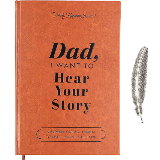 Dad, I Want to Hear Your Story, Gifts for Dad, Leather Hardcover Journal with Prompts 250+, Papa Gifts for Birthday, Father's Day, Christmas, Dads Story Memory Book, Guided Journal to Share His Life