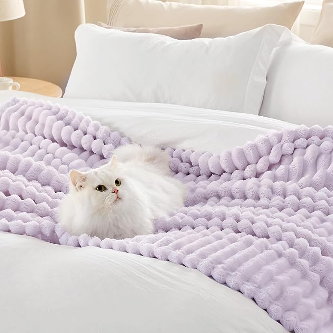 Bedsure GentleSoft Lavender Fog Fleece Blanket for Couch - Cozy Soft Blankets for Women, Cute Small Throws for Girls, 90x90 Inches