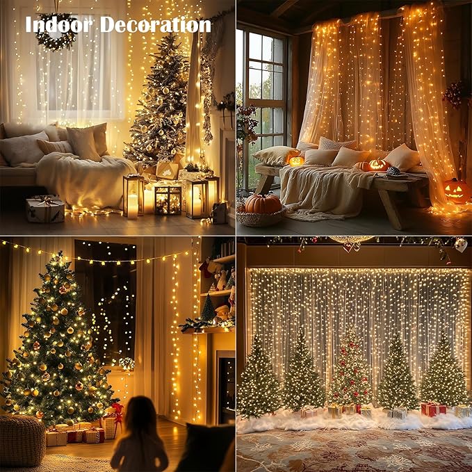 Fairy Lights Plug in,200FT 600LEDs Waterproof Led String Lights,8 Modes Remote Twinkle Light for Outdoor Indoor Christmas Wedding Birthday Garden Party Decorations,Silver Wire,Warm White