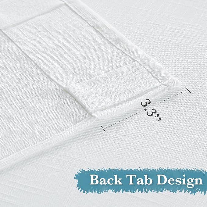 RYB HOME White Curtains Sheer - Linen Texture Sheer Window Covering, Light & Airy Translucent Panels for Bedroom Living Room Patio Glass Door, 52 inch Width x 95 inch Length, Set of 2