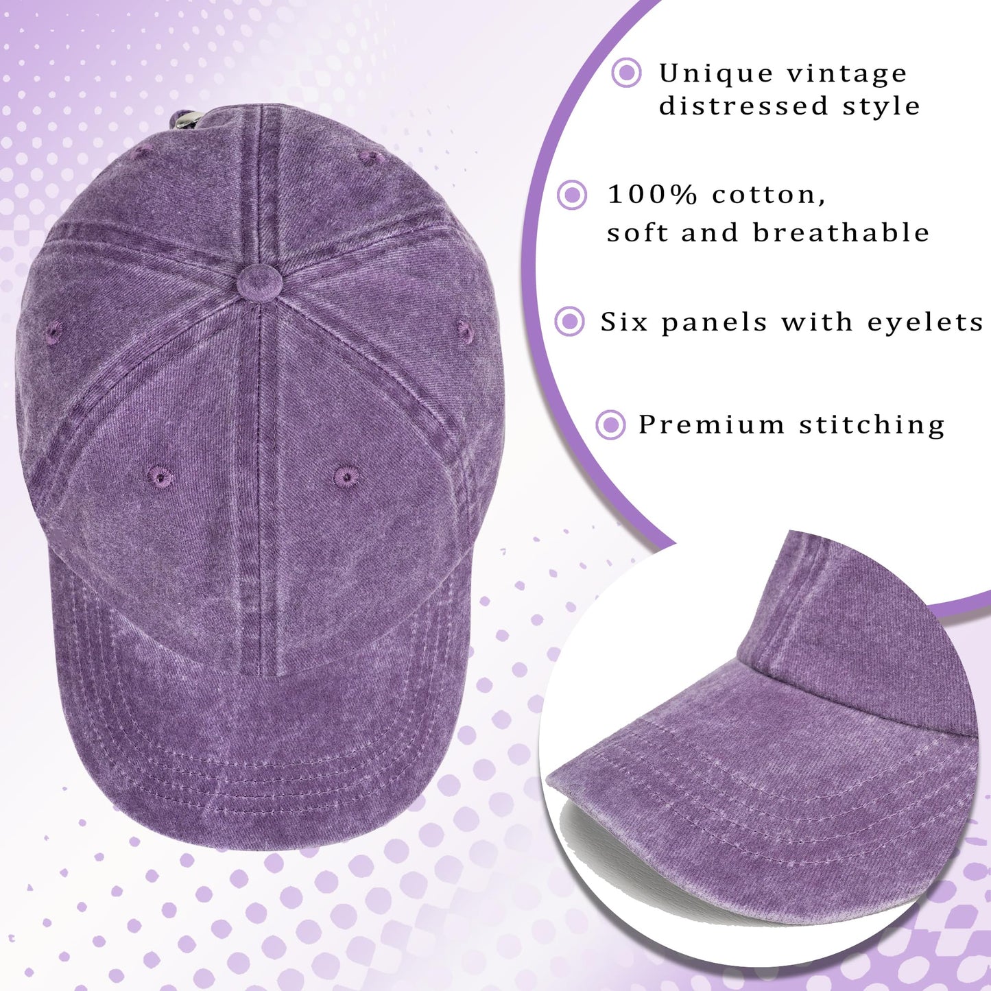 50th Birthday Gifts for Her Him Vintage 1975 Embroidered Black Baseball Cap Women Men (Purple)