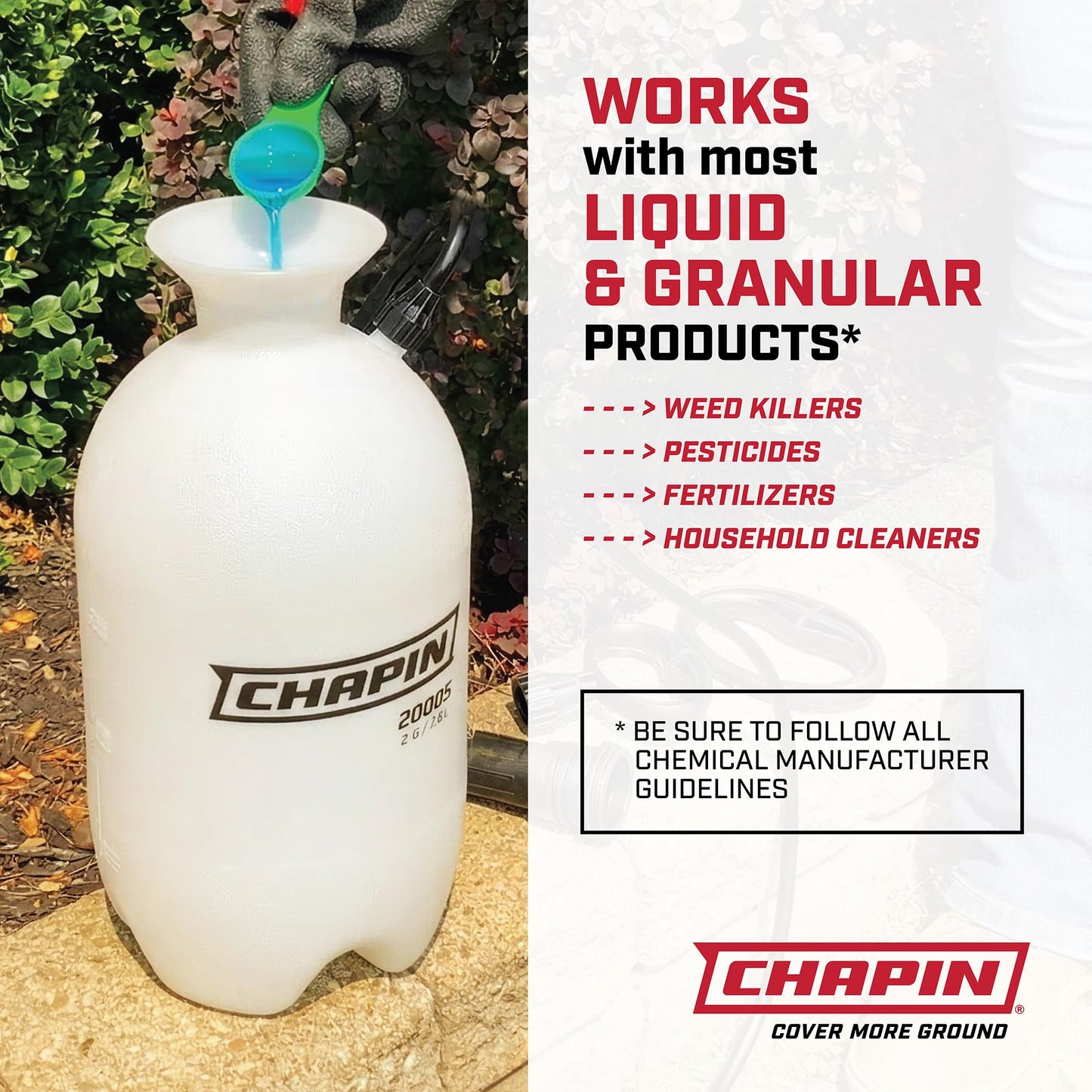 Chapin 22000 Pump Sprayer, 1-Gallon Translucent Tank with an Easy Fill Funnel-Top Opening, Adjustable Cone Nozzle & 34" Long Reach Hose, Used for Fertilizer, Pesticides, Weeds & Pests 2 Pack