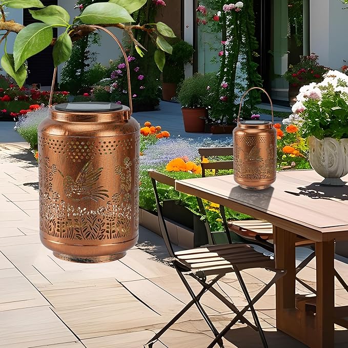 Solar Outdoor Waterproof Hummingbird Garden Decorative Lights, Outdoor Hanging Solar Lanterns, Gifts for Ladies Mom Grandma, for Patio, Deck, Backyard, Porch
