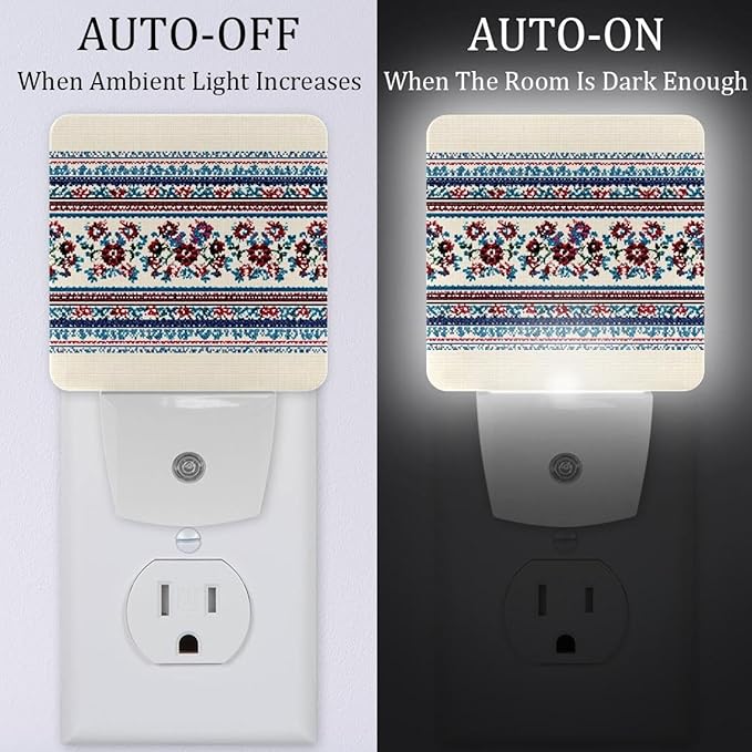 2 Pack Traditional (1) LED Night Light, Plug-in, Dusk-to-Dawn, Home Décor, Ideal for Bedroom, Bathroom, Nursery, Kitchen, Basement for Kids