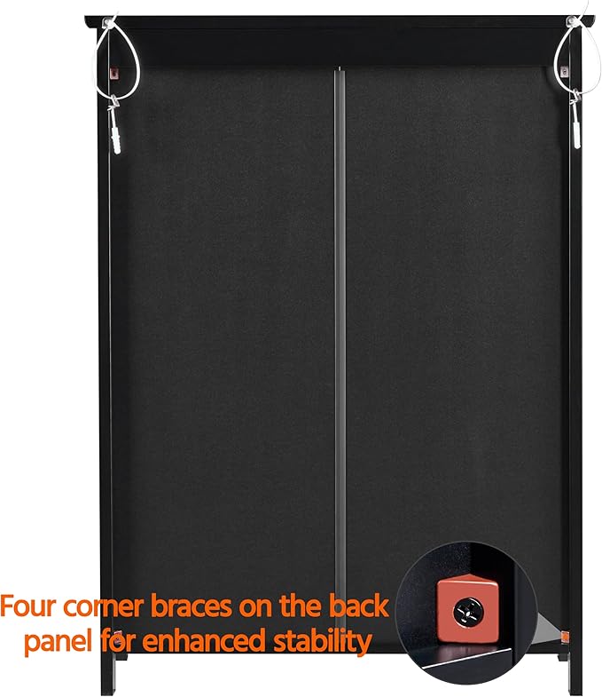 Yaheetech Bathroom Floor Cabinet, Modern Storage Freestanding Organizer Cabinet with Adjustable Shelves & Double Doors, 3-Tier Home Living Room Furniture, Black