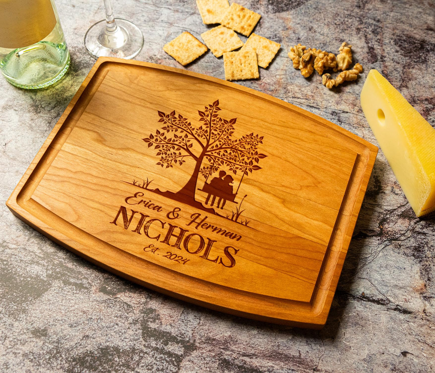 Personalized Engraved Cutting Board - Custom Gift for Couples, Newlyweds, Weddings, Anniversaries, Housewarming, Christmas, or Special Occasions - Unique Keepsake for Loved Ones