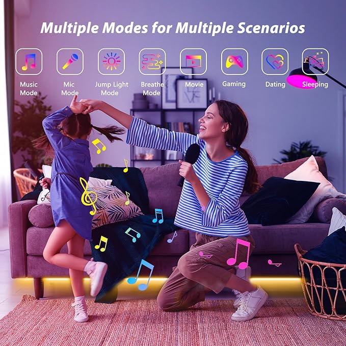 Smart Voice Control Led Lights for Bedroom 100ft, WiFi RGB Led Strip Lights Compatible with Alexa and Google Assistant, Led Light Strip Music Sync 16 Million Colors Lights for Home Decor