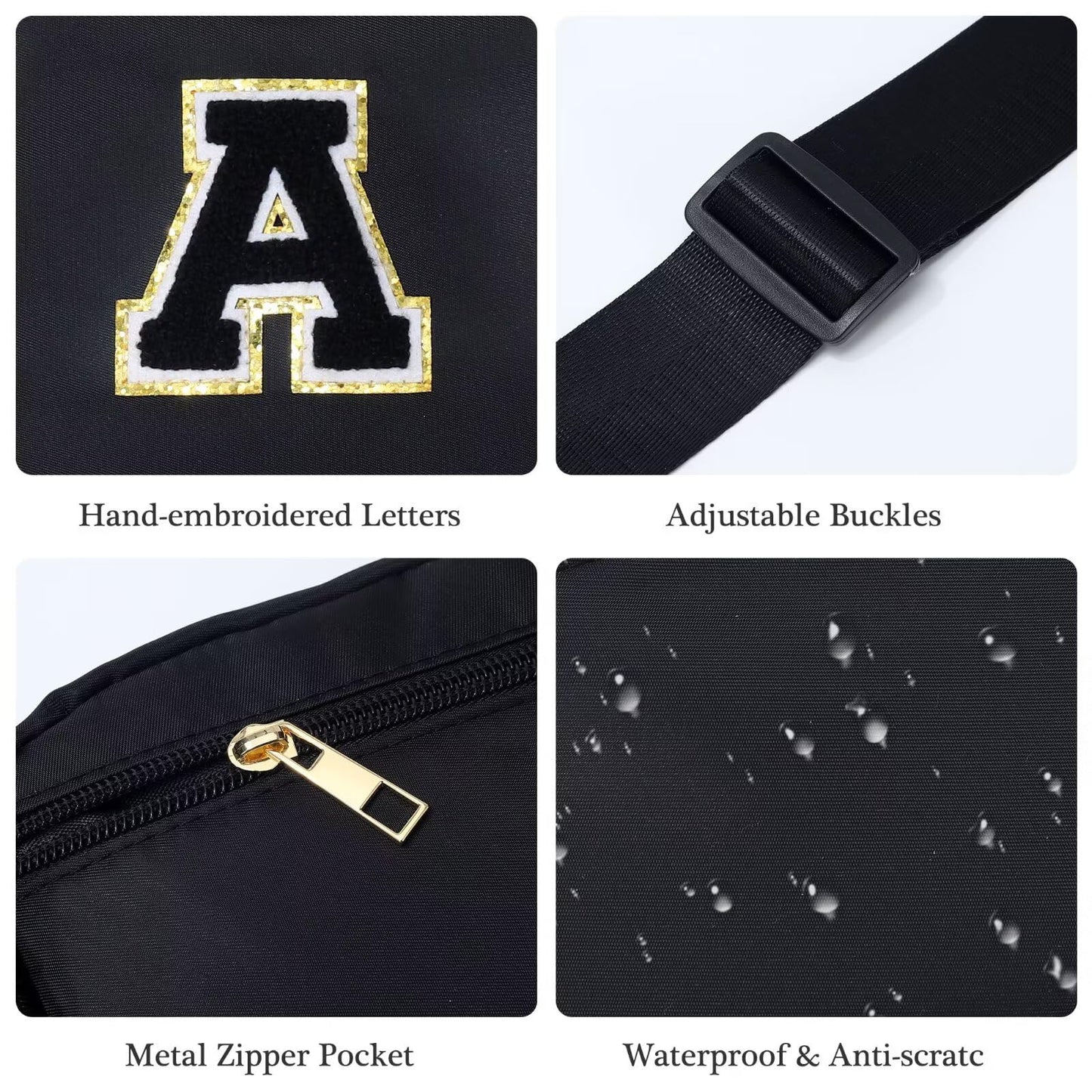 YOOLIFE Gifts for Men Birthday Gifts - Personalized Gifts for Men, Gifts for Son Boyfriend Him Husband Dad, Black Initial Crossbody Bag Belt Bag A