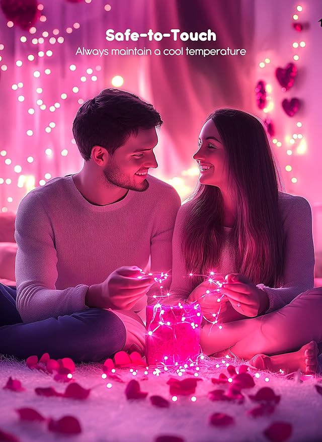 66Ft 200 LED Outdoor String Lights, Pink Fairy Lights Battery Operated with Remote, Waterproof Twinkle Lights for Bedroom Dorm Patio Tapestry Backyard Garden Party Indoor Valentine's Day Decoration