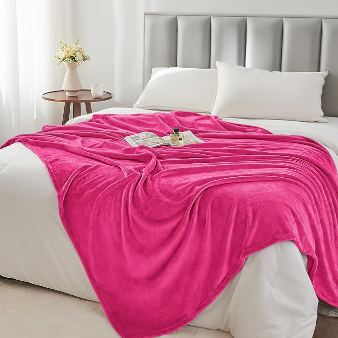 BEDELITE Fleece Blanket Twin Size Hot Pink Throw Blankets for Couch & Bed, 300GSM Luxury Plush Cozy Fuzzy Blanket 60x80 inches, Super Soft Warm Lightweight Throw Blanket for Travel Camping