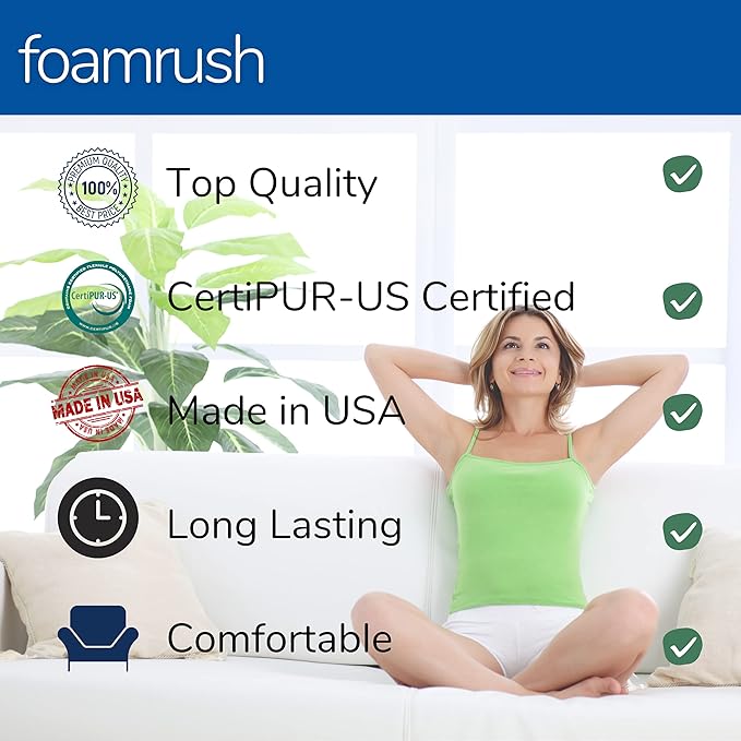 FoamRush 6-Inch Bunk (42" x 80") High Density Foam RV Mattress Replacement with Cotton Cover, Medium Firm, Pressure Relief, Travel Camper Trailer Truck, Made in USA, CertiPUR-US Certified