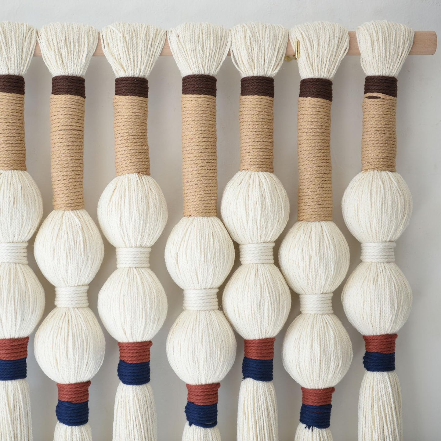 Flber Macrame Wall Hanging Boho Wall Art Handmade Spherical Knot Design with Tassel Fringe, Boho Decor for Bedroom Living Room, for Home Decoration 27" W x 33"" L"
