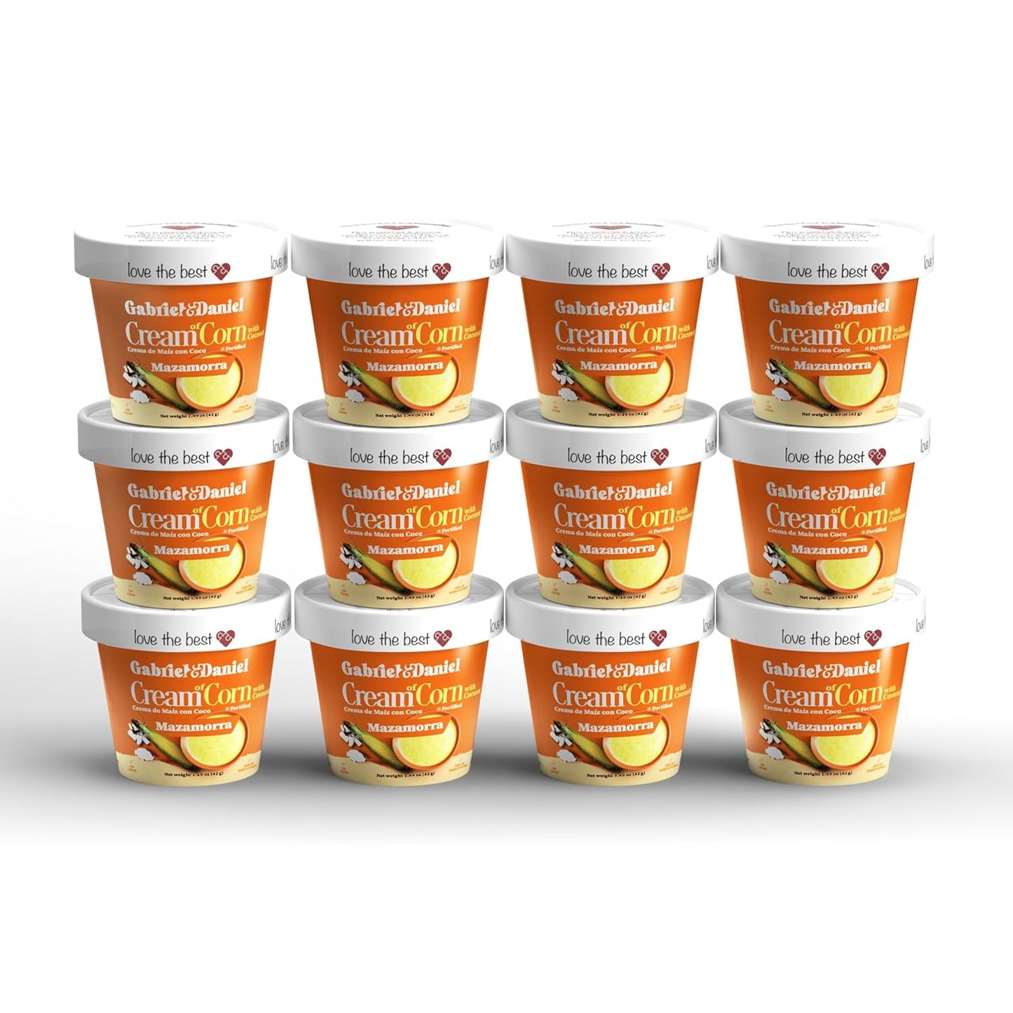 Gabriel & Daniel Gluten Free Instant Cream of Corn with Coconut – Non-GMO, Pure and Wholesome Hot Cereal – Creamy Texture with Mazamorra – Microwave Cup for a Nourishing and Easy Breakfast (Pack of 12)