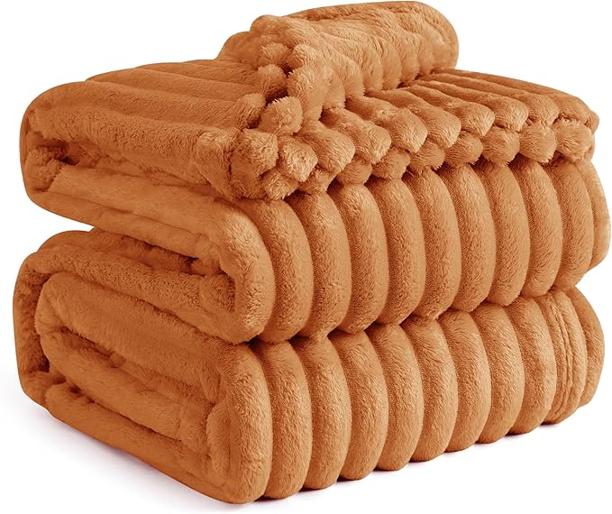 Bedsure GentleSoft King Blanket for Couch - Cozy Soft Fall Blankets for Women, Cute Large Throws for Girls, Orange, 108x90 Inches