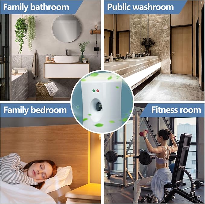 (4-Pack) Automatic Fragrance Dispenser,Automatic Air Freshener Spray Dispenser,Free Standing or Wall Mounted for Home, Indoor, Bathrooms, Offices, Hotels and Commercial Places (White)