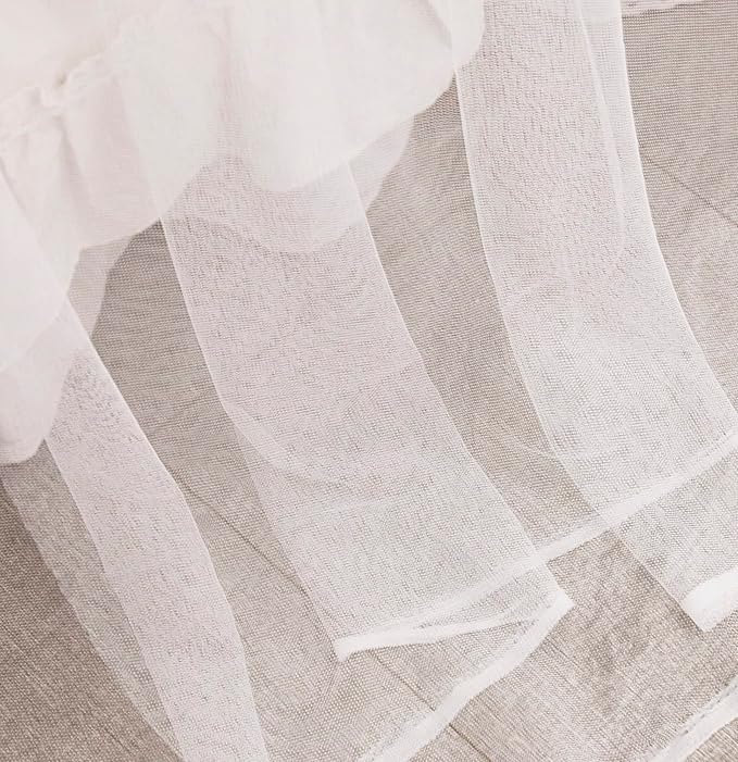 Mengersi Bed Canopy with Lights for Full Queen King Size Bed,4 Corner Post Bed Drapes Canopy for Bed,Canopy Bed Curtains Elegant Bedroom Decoration Accessories(White+Lights)